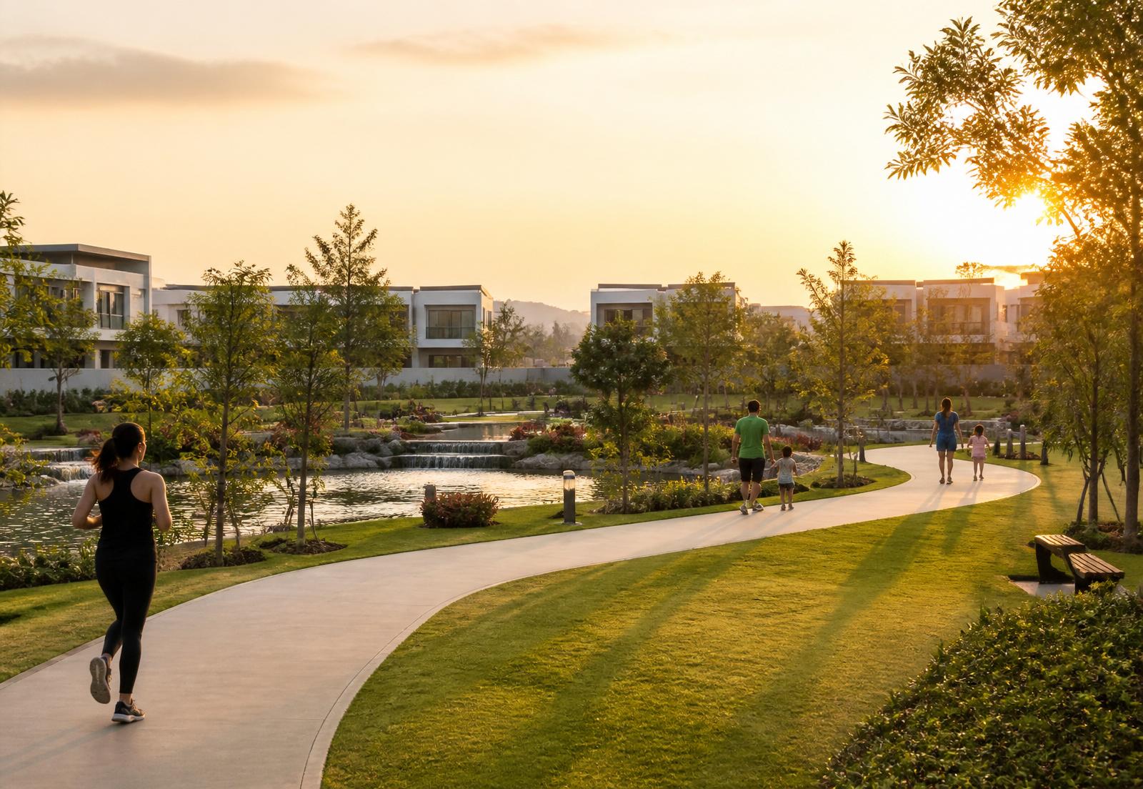 Landscaped walking path